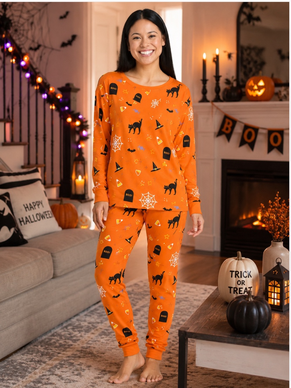 NWT Hyde and Eek Women’s 2 Piece Halloween Theme Pajama Set 100% Cotton Cozy